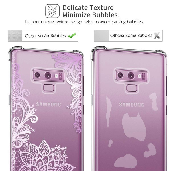 Casetego Compatible Galaxy Note 9 Case,Clear Soft Flexible TPU Case Rubber Silicone Skin with Flowers Floral Printed Back Cover for Samsung Galaxy Note 9-Purple Flower